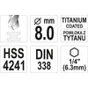 Yato Toya Sa Poland Grąžtas metalui su Hex 6.3 mm (1/4") galu HSS-TiN | 8.0 mm (YT-44768)