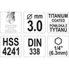 Yato Toya Sa Poland Grąžtas metalui su Hex 6.3 mm (1/4") galu HSS-TiN | 3.0 mm (YT-44754)