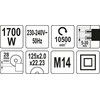YATO BRUZDOWNICA 125mm 1700W