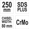 Grąžtas YATO Kaltas SDS PLUS plokščias 80mm