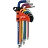 Yato Toya Sa Poland L tipo raktų rinkinys | spalvoti / S2 | T-Star (Torx) / T10 - T50 | 9 vnt. (YT-05633)