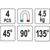 YATO KĄTOWNIK SPAWALNICZY MAGNETYCZNY KPL.4vnt.