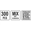 YATO Rinkinys METRICINIAI NERŪDIJANTI RIEŠUTAI 300 vnt. MIX M3, M4, M5, M6, M8, M10
