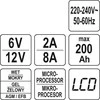 Yato Toya Sa Poland Pakrovėjas 6 V ir 12 V akumuliatorių įkrovimui | 6V/2A, 12V/8A (YT-83001)