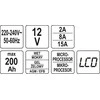 Yato Toya Sa Poland Pakrovėjas akumuliatoriams | 12 V mikroprocesorinis | 2A / 8A / 15A, LCD (YT-83003)