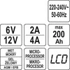 Yato Toya Sa Poland Pakrovėjas akumuliatoriams | 6 V / 12 V, mikroprocesorinis | LCD, AGM/GEL/EFB (YT-83000)