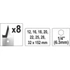 Grąžtas YATO kastuvinių grąžtų rinkinys, 8 vnt., 12–32 mm
