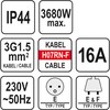 Yato Toya Sa Poland Prailginimo kabelis guminis IP44, 3x1,5mm² 20 m su 3 rozečių lizdais (YT-81162)