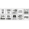 Yato Toya Sa Poland Prožektorius akumuliatorinis | 15W, 1200LM, IP68 250M, LI-ION 3,7V 4400MAH (YT-08551)