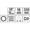 Yato Toya Sa Poland Raktas žvakėms plonasienis | su prailginimu ir magnetu | 310 mm / 16 mm (YT-08164)
