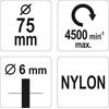 Yato Toya Sa Poland Šepetys plokščias su kotu | Nailonas | 75 mm (YT-47791)