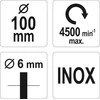 YATO TAČIAU ŠEPEČETĖLIS SU BOTONU 100mm INOX