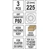 Toya Sa Poland Šlifavimo popierius {velcro) apvalus | su skylėm | 225 mm / P80 | 3 vnt. (YT-83472)