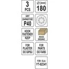 Toya Sa Poland Šlifavimo popierius {velcro) apvalus | su skylėm | 180 mm / P40 | 3 vnt. (YT-83460)