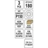 Toya Sa Poland Šlifavimo popierius {velcro) apvalus | su skylėm | 180 mm / P150 | 3 vnt. (YT-83465)