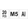 YATO ALIUMINIO KNIEDĖS VERŽLĖS M5 /20 vnt.