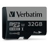 Verbatim Atminties kortelė Micro SD 32GB + adapter Pro U3 juodos spalvos 47041