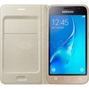 Samsung Galaxy J1 (2016) Flip atverčiamas dėklas - piniginė (Auksinis)