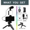 Elight Y9 Vlog Telefona Fiksācijas Video &amp; Foto komplekts ar Led gaismu / Mikrofonu / Statīvu Melna