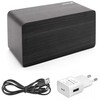 Evelatus EMC01 Digitāls Koka kubs Pulkstenis Modinātājs uzrāda mitrumu temperatūru + USB lādētājs Melna
