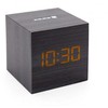 Evelatus EMC02 Digitāls koka kuba Pulkstenis Modinātājs ar termometru + USB adapteris Melns