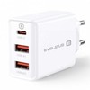 Evelatus ETC06 Premium 32W adaptīvs 3 Portu 5V-12V 2x USB / USB-C Tīkla lādētājs Bats