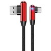Evelatus TPC05 L-Formas no pagarināta niķeļa pārklāta cinka sakausējuma USB uz USB-C datu &amp; PD 20W lādētāja vads 1m raudona