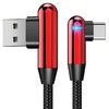 Evelatus TPC05 L-Formas no pagarināta niķeļa pārklāta cinka sakausējuma USB uz USB-C datu &amp; PD 20W lādētāja vads 1m raudona