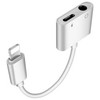iLike AX7 Duāls Lightning kabeļu adapteris uz 3.5mm austiņu ligzdu + Lightning Uzlādes ligzdu Balts