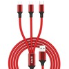 iLike CCI02 Pīta auduma izturīgs USB 3in1 Kabelis ar USB uz Micro USB / Lightning / Type-C 1m Sarkans
