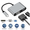 „RoGer“ USB-C multimedijos adapteris, HDMI 4K@30Hz / VGA 1080p / USB 3.0 / USB-C PD