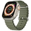 iWear S1 rievėtas minkštas silikoninis 20 mm dirželis, skirtas Apple Watch 49 mm / 45 mm / 44 mm / 42 mm Haki Žalias