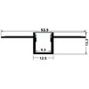 Avide įleidžiamas aliuminio U profilis 52.5x13.3mm su juodu dangteliu, 1m