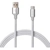Entac kabelis USB-A - USB-C 1.5m 2A 10W nailonas sidabrinis