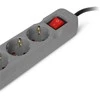 Ilgiklis Entac 3 lizdų +2USB 1.5m 16A su jungikliu, pilkas