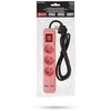 Ilgiklis Entac 3 lizdų +2USB 1.5m 16A su jungikliu, rožinis