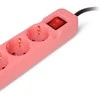 Ilgiklis Entac 3 lizdų +2USB 1.5m 16A su jungikliu, rožinis