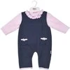 BABY C 0-9 mėn. dviejų dalių rinkinys, marškinėliai ir mėlynas romperis
