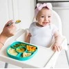 BBLUV YUMI antibakterinė silikoninė lėkštė ir maitinimo šaukštelis, Aqua