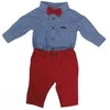 LITTLE GENTS 0-18 mėn. marškinėlių, kelnių ir peteliškės rinkinys DENIM LOOK