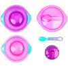 VITAL BABY 2 kelioniniai dubenėliai su siurbtuku, dangčiu ir šaukšteliu, rožinis/mėlynas