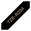 BROTHER TZE-R334 satininė juostelė - auksinis tekstas ant juodos juostelės, 12 mm