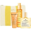 Summer Essentials Kit 2025 Set Nuxe: Sun, UV Protection, Sunscreen Kreminis, For Face, SPF 50, 50 ml + Huile Prodigieuse Or Multi-Purpose, Body Oil, For Face, Body & Hair, 50 ml + Sun, Anti-Ageing, Tanning Oil, SPF 50, 150 ml + Sun, GWP Textile Pouch, Baltas & Geltona
