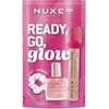 Nuxe Ready Go Glow komplektas suchy olejek regenerujący 10ml + nawilżające serum powiększające usta 8ml + gumka do włosów
