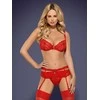 Obsessive - Heartina Set 3 pcs Raudona S/M 3 dalių apatinių komplektas