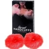 Secret Play Rožinė SecretPlay Raudona Marabou Feather Metal Handcuffs - Elegant Rožinė Priedas