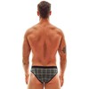 ANAIS MEN SLIP &amp; THONG ANAIS MEN Balance Slip S - Checked Microfiber Briefs, Juodas/Pilkas/Baltas