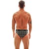 ANAIS MEN SLIP &amp; THONG ANAIS MEN Balance Slip S - Checked Microfiber Briefs, Juodas/Pilkas/Baltas