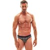 ANAIS MEN SLIP &amp; THONG ANAIS MEN Balance Slip S - Checked Microfiber Briefs, Juodas/Pilkas/Baltas