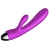 BoT B Series Silikoninis vibratorius ir pulsatorius. Vibruojantis ir pulsuojantis triušio formos vibratorius su šildymo funkcija, violetinis.
